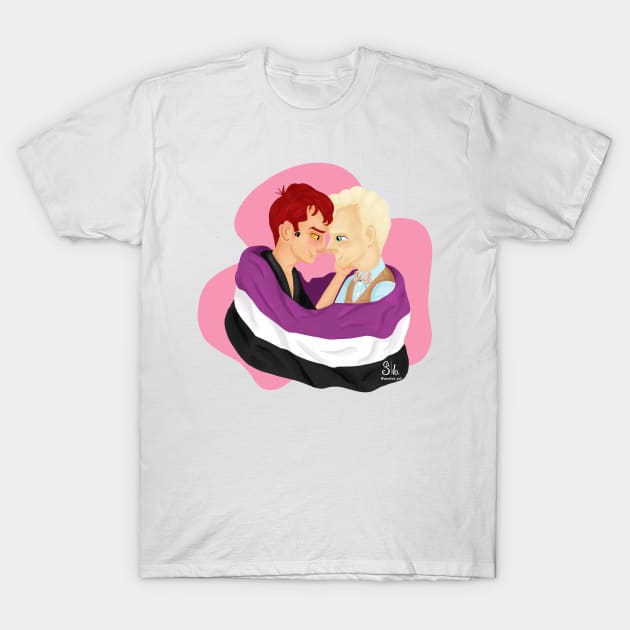 Crowley and Aziraphale Ace Pride Flag T-Shirt by AC Salva